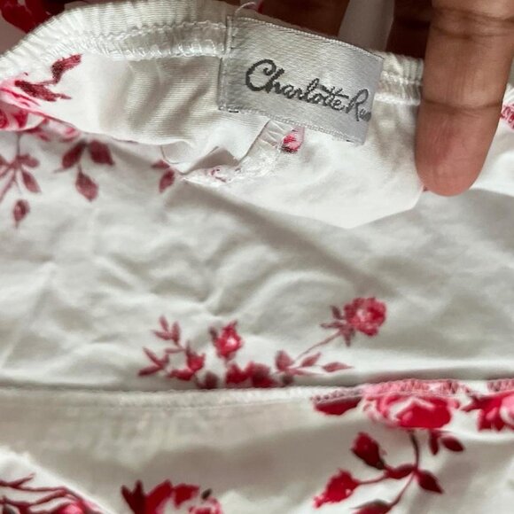 Vintage Charlotte Russe white and red lace trim bust strapless top with back tie - Picture 4 of 4